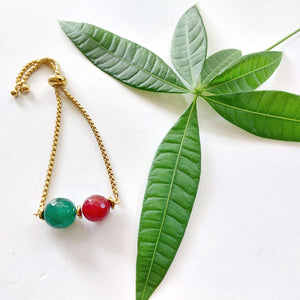 Pulseira | Aço com Ágata verde e bordeaux