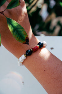 Pulseira | Ágatas, Raiz Coral e Hematites